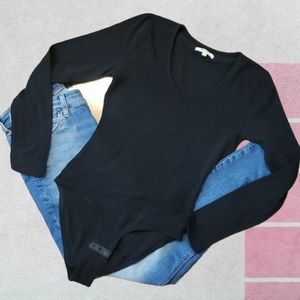 MADEWELL Black V-Neck Full-Coverage Bodysuit